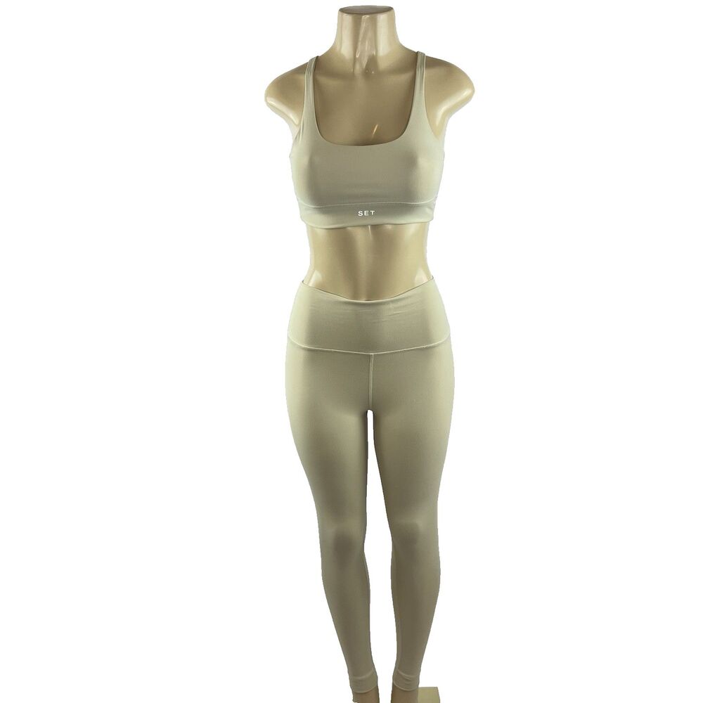 Set Active Luxform Matching Set Size XS Beige Scoop Y Bra Legging Active Yoga